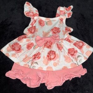 Pink Rose Baby Dress Set | 2-Piece | Size 9–12 Months